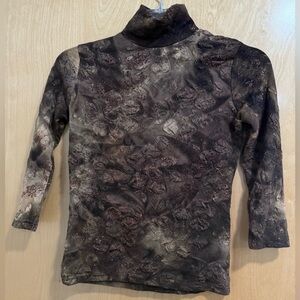 Textured Black Brown Marble Turtleneck Top